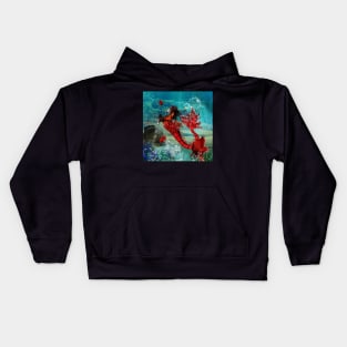 Wonderful seahorse with skulls in the deep ocean Kids Hoodie